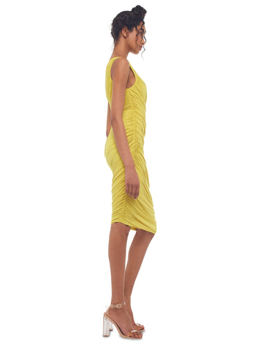 Ein-Schulter-Kleid Gelb