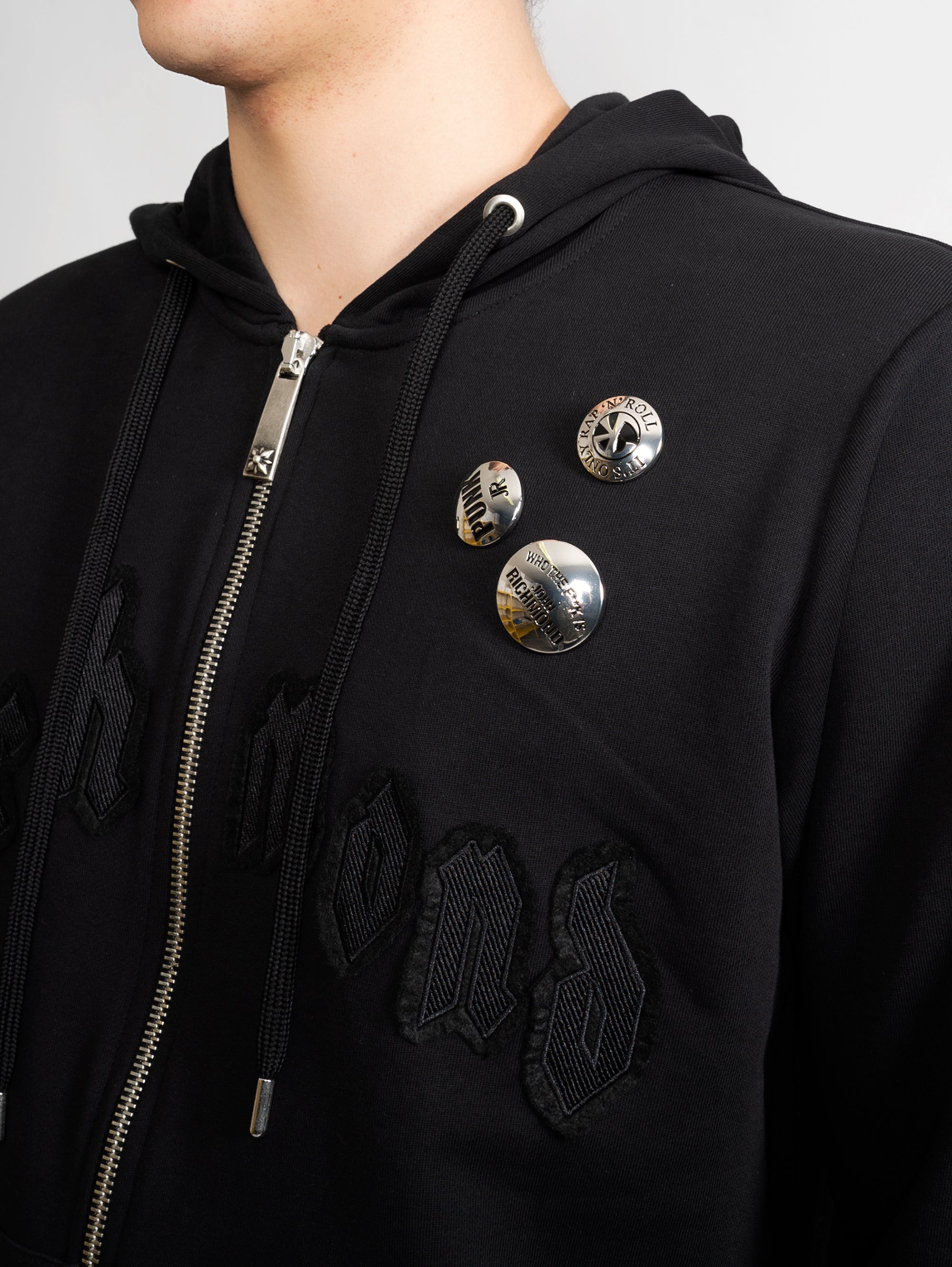 Sweatshirt with Applied Buttons Black