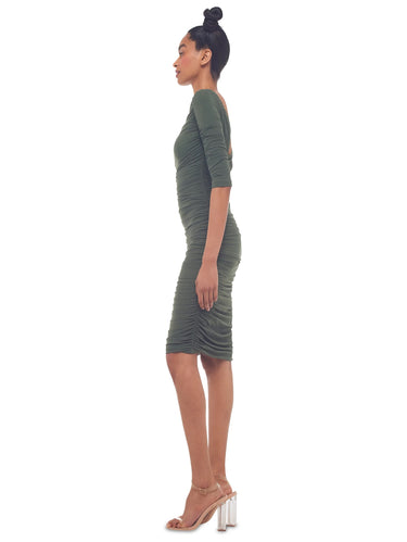 Robe à décolleté réversible verte