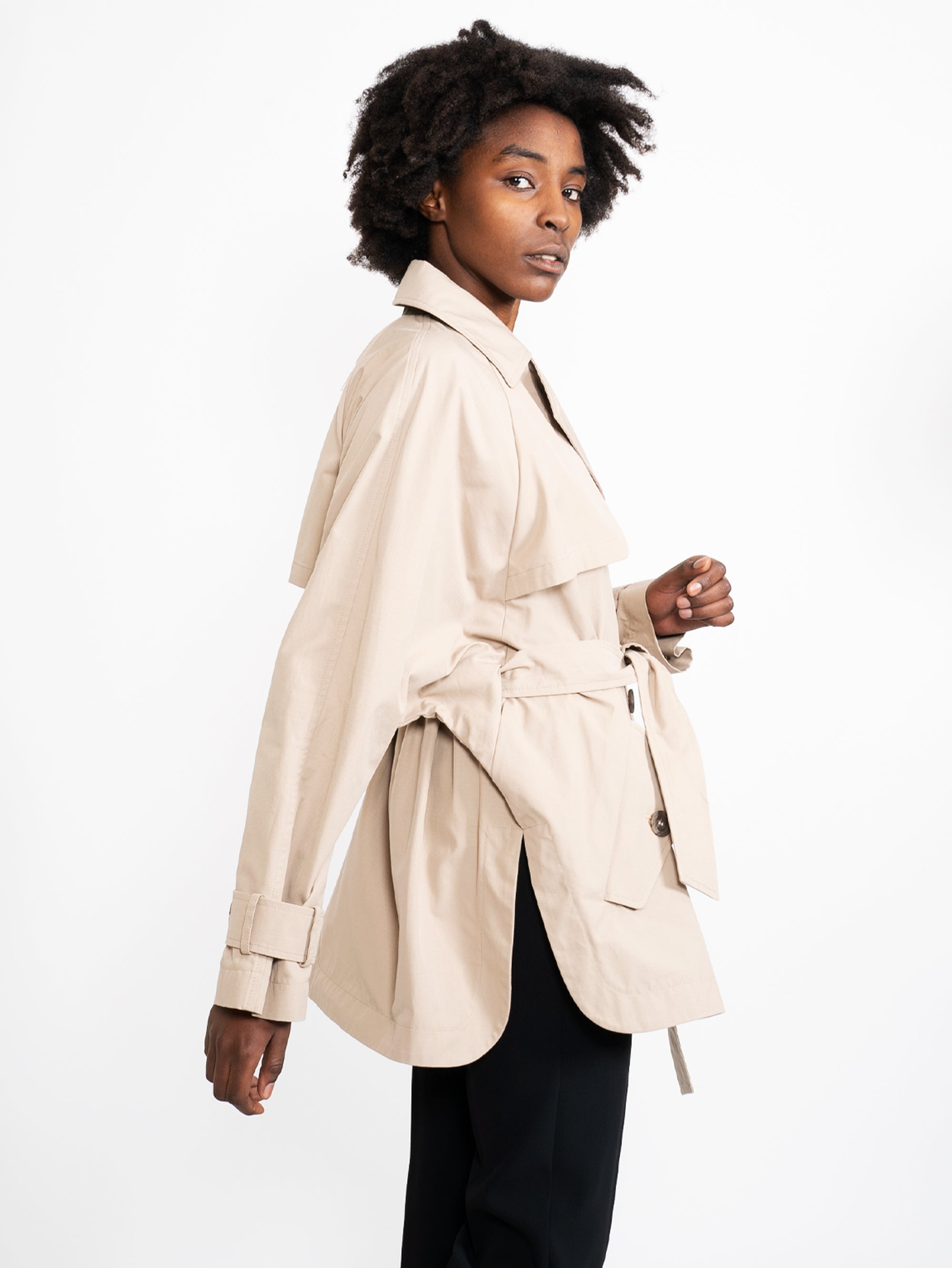 Double Breasted Beige Trench Coat