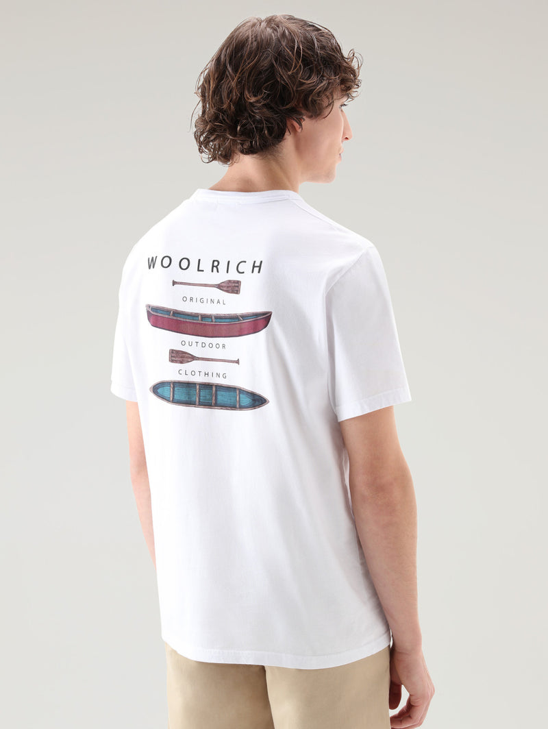 T-shirt con Stampa sul Petto e Posteriore Bianco