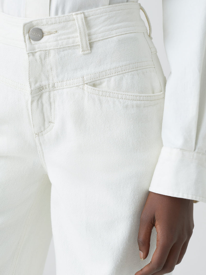 Jeans Flare in Cotone Organico Crema