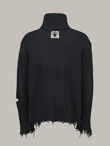 Volledige Rits Cardigan Destroyed Zwart
