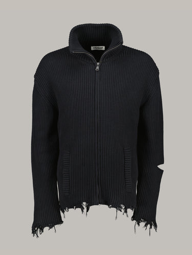 A PAPER KID-Cardigan Full Zip Destroyed Nero-TRYME Shop