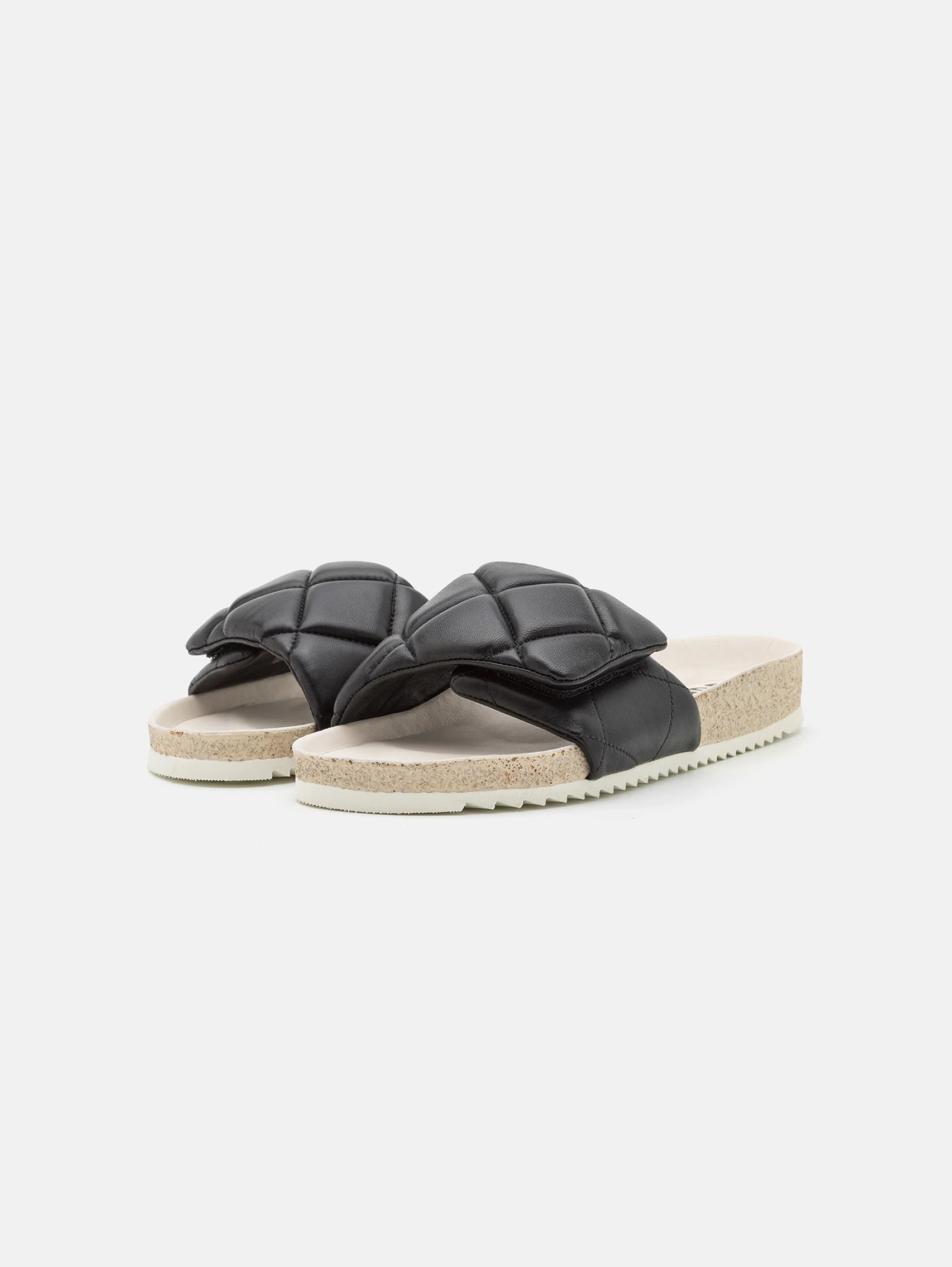 Black Quilted Leather Slippers