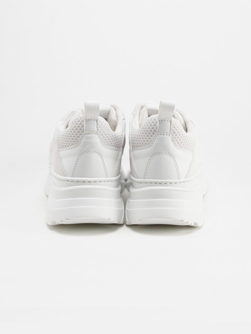 Sneakers Chunky in Pelle e Rete Bianco