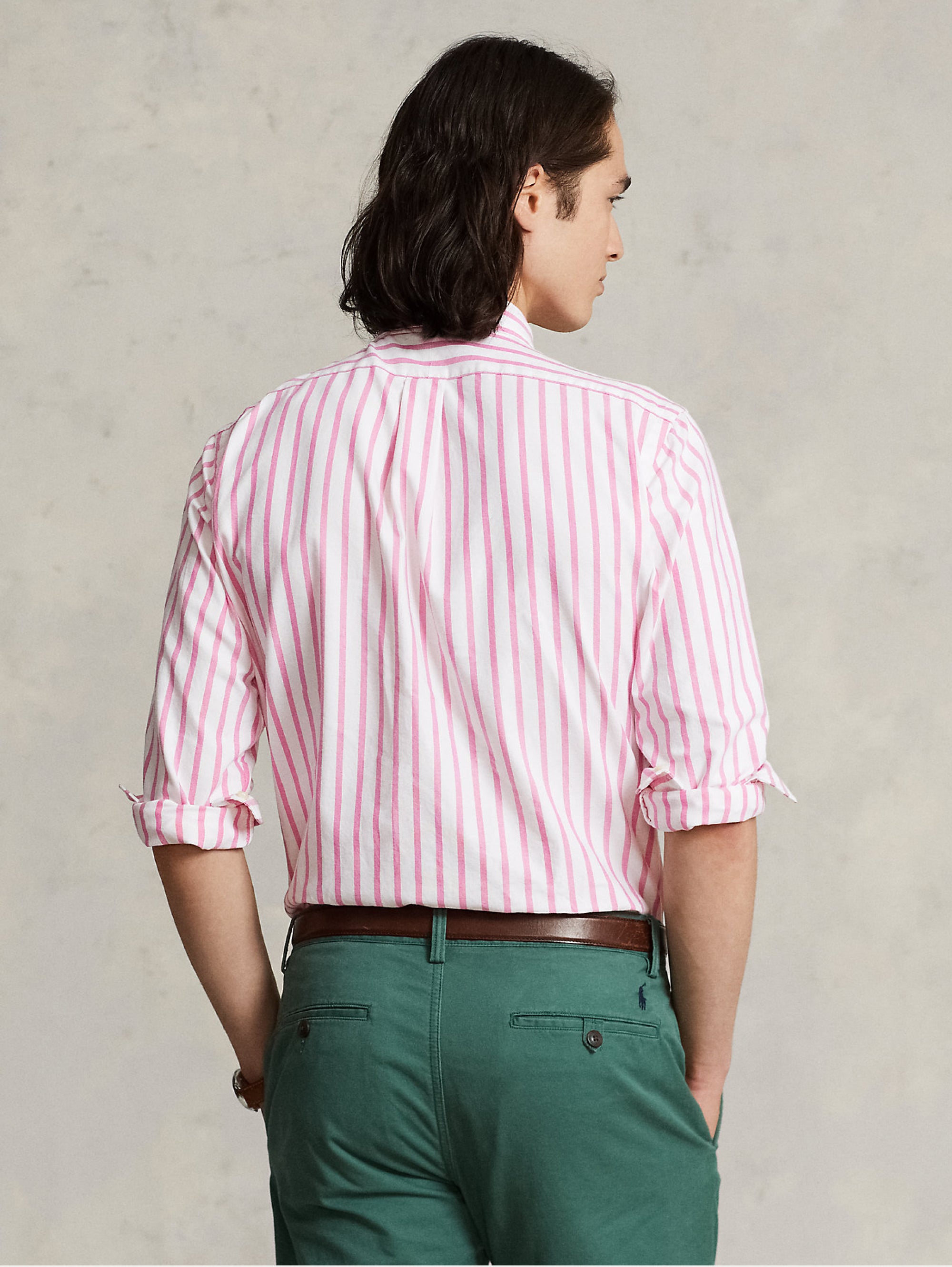 Pink/White Custom Fit Striped Shirt
