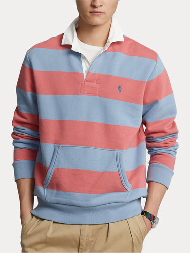 Rugby-Stil Sweatshirt mit Streifen in Rot/Blau