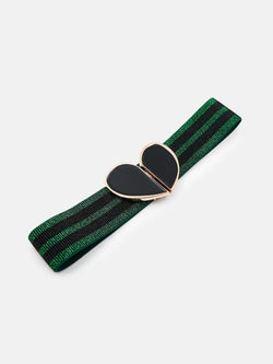 ESSENTIEL ANTWERP-Cintura Elastica con Fibbia a Cuore Verde/Nero-TRYME Shop