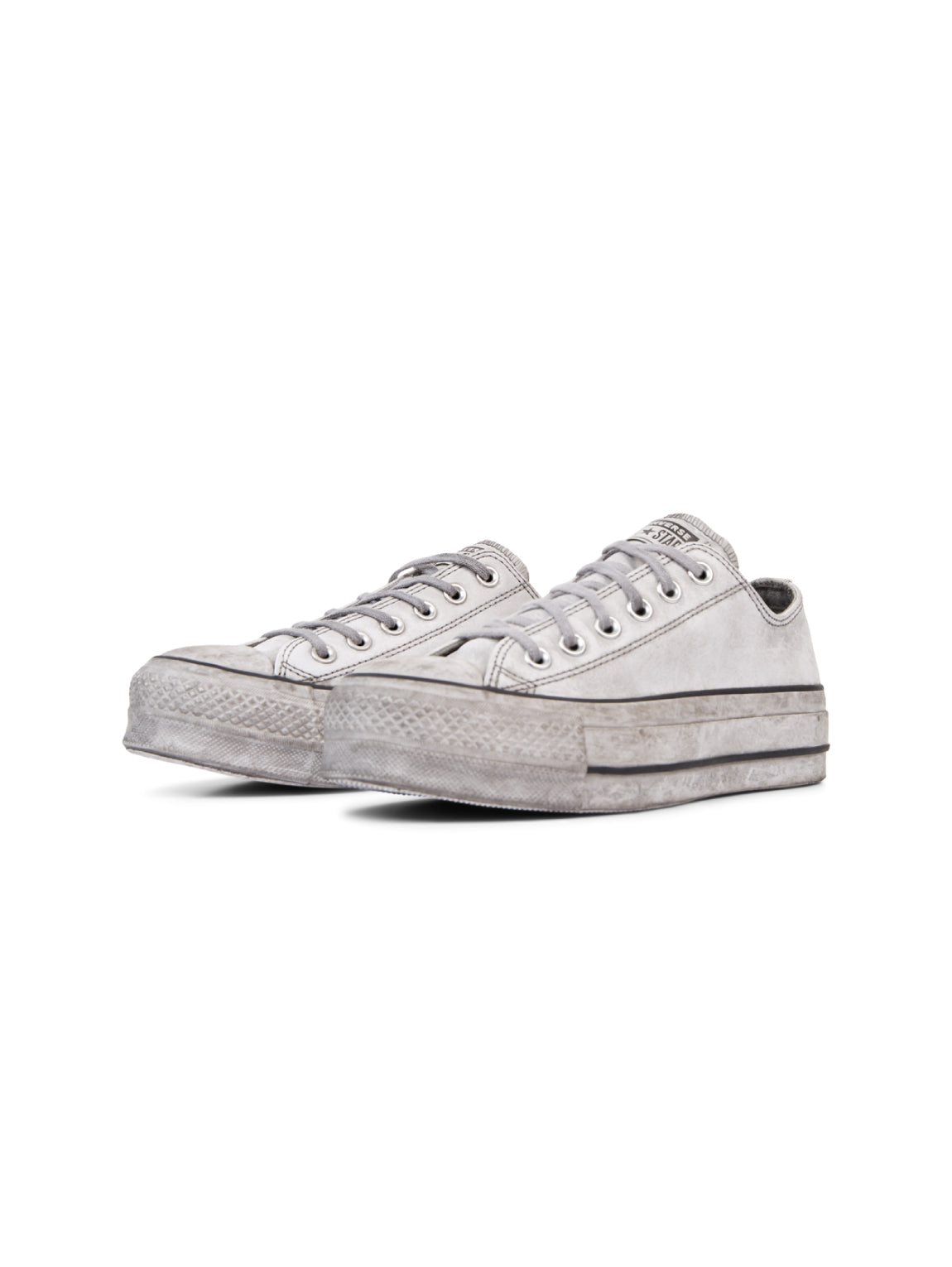 Chuck Taylor All Star Plateau Low in Pelle - Bianco