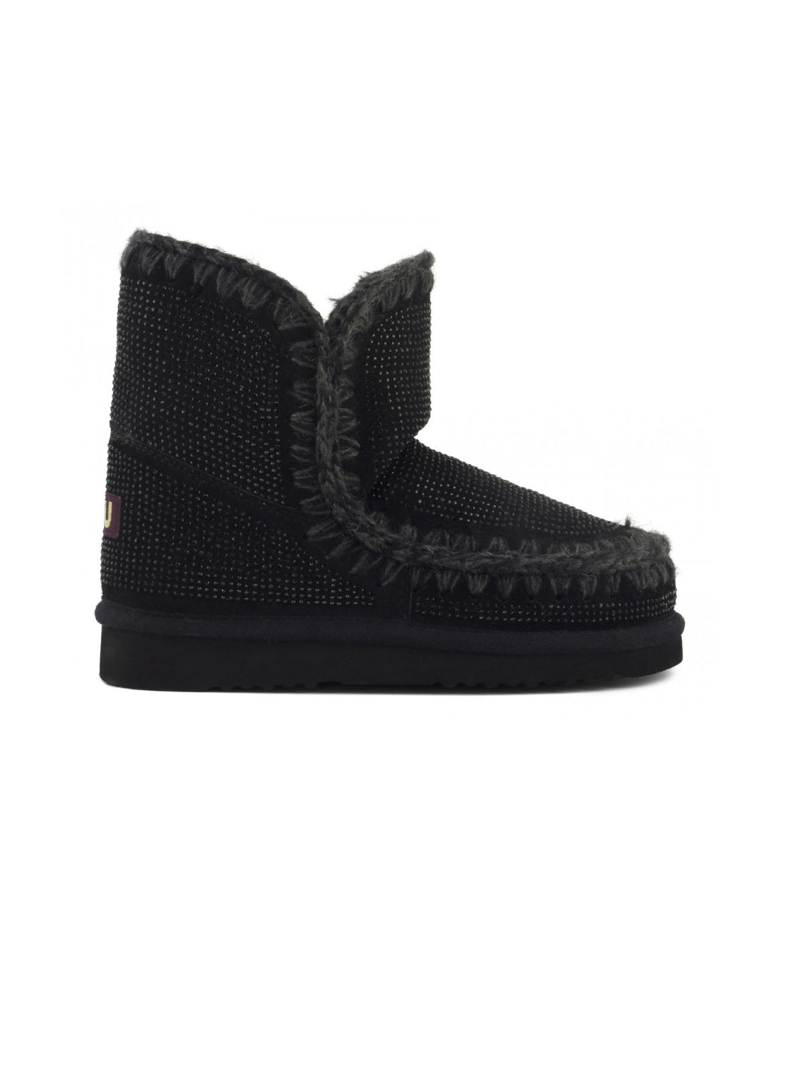 Ankle Boot with Diamond Studs - Black