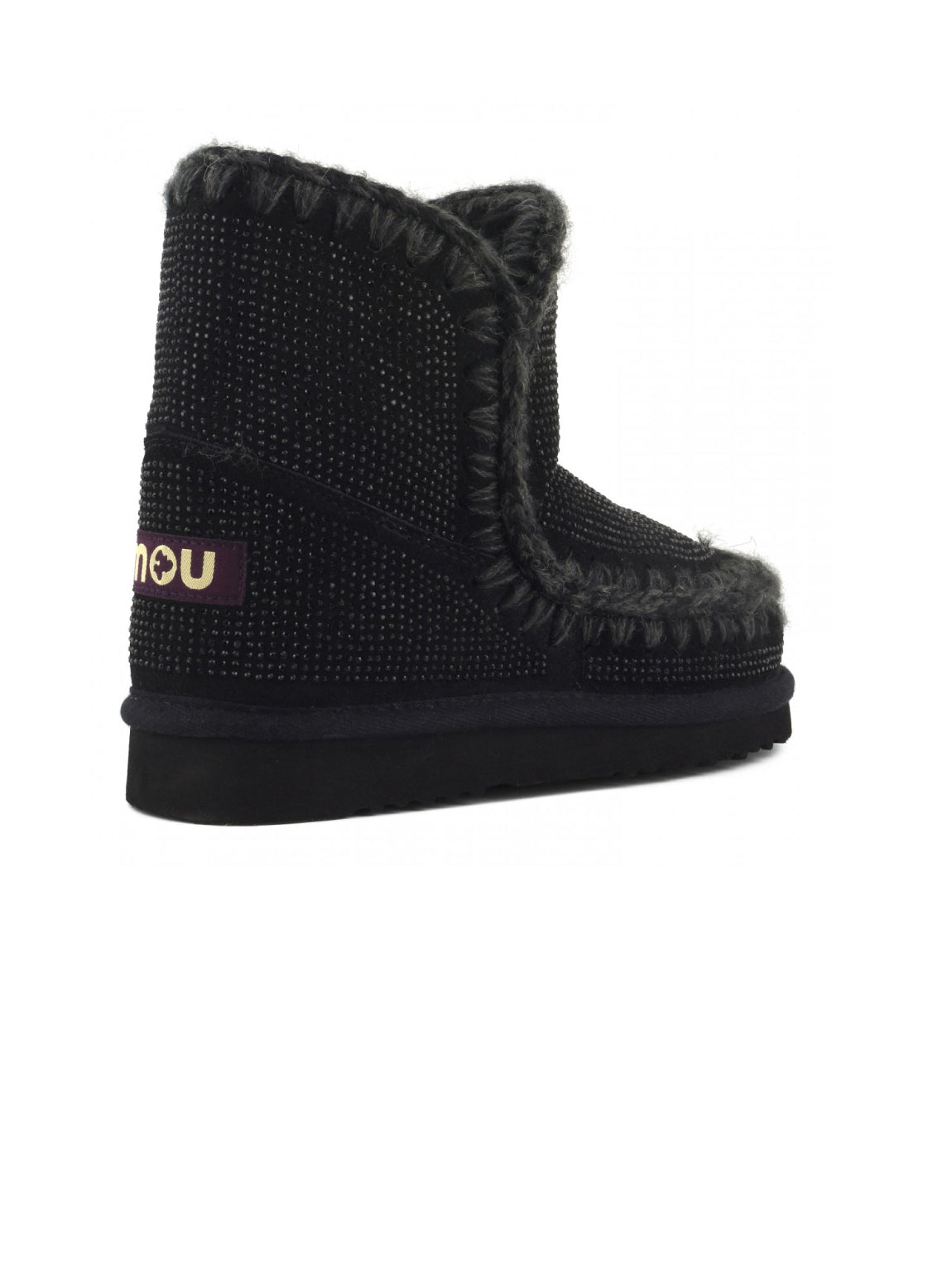 Ankle Boot with Diamond Studs - Black