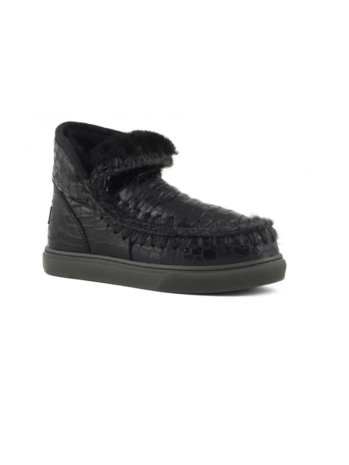 Stiefel mit Kokosnuss-Print und Sneaker-Sohle – Schwarz