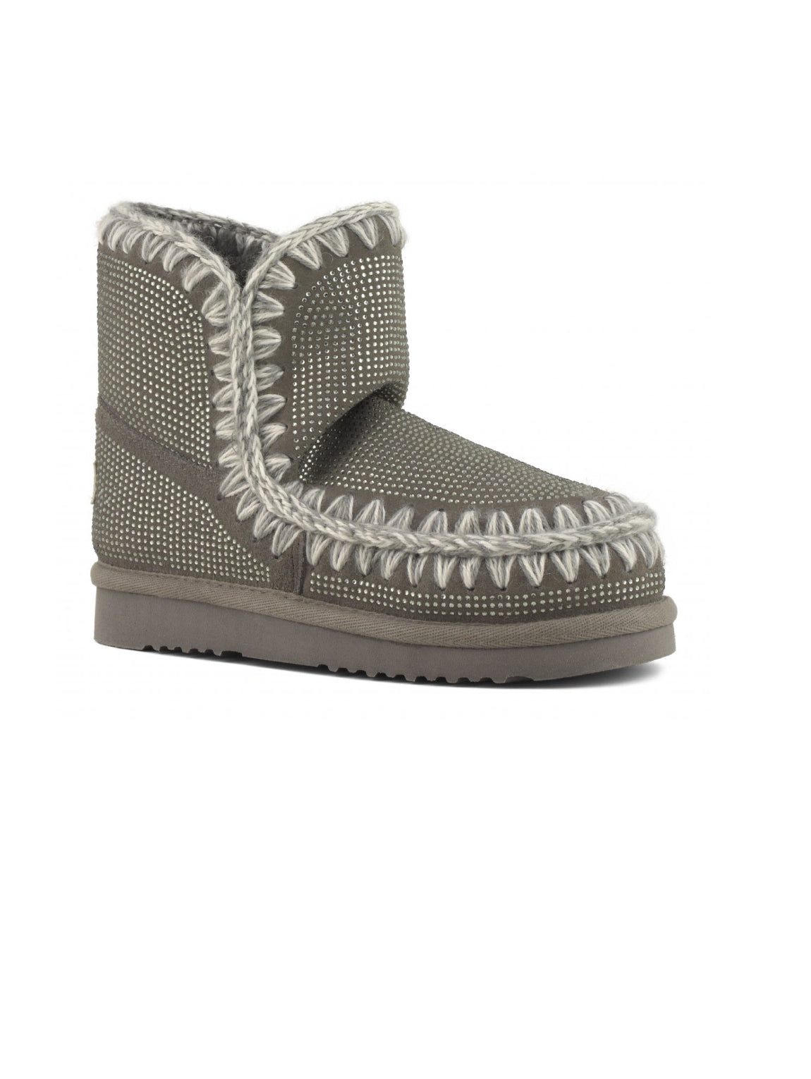 Ankle Boot with Diamond Studs - Gray
