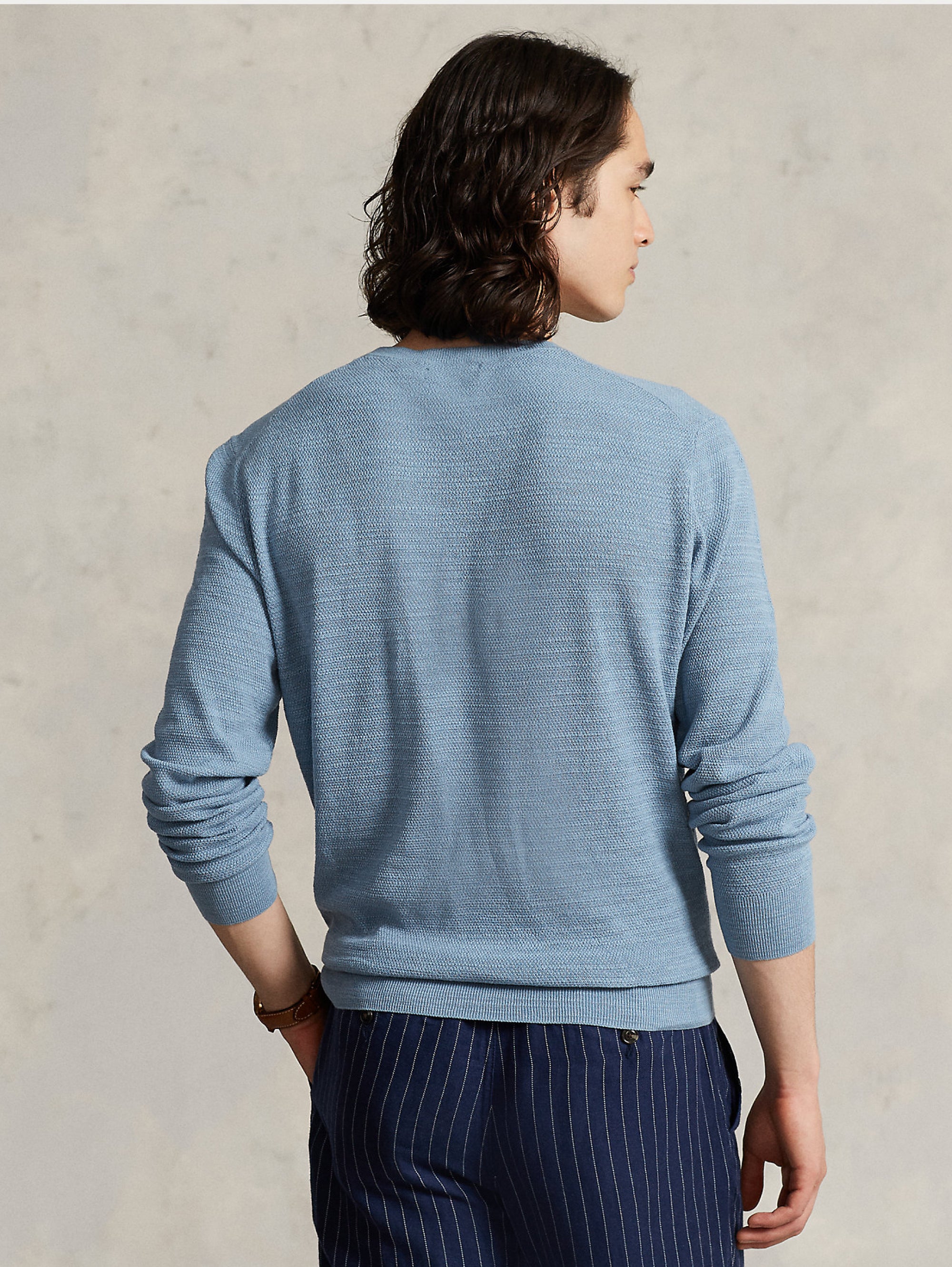 Round Neck Sweater in Blended Linen