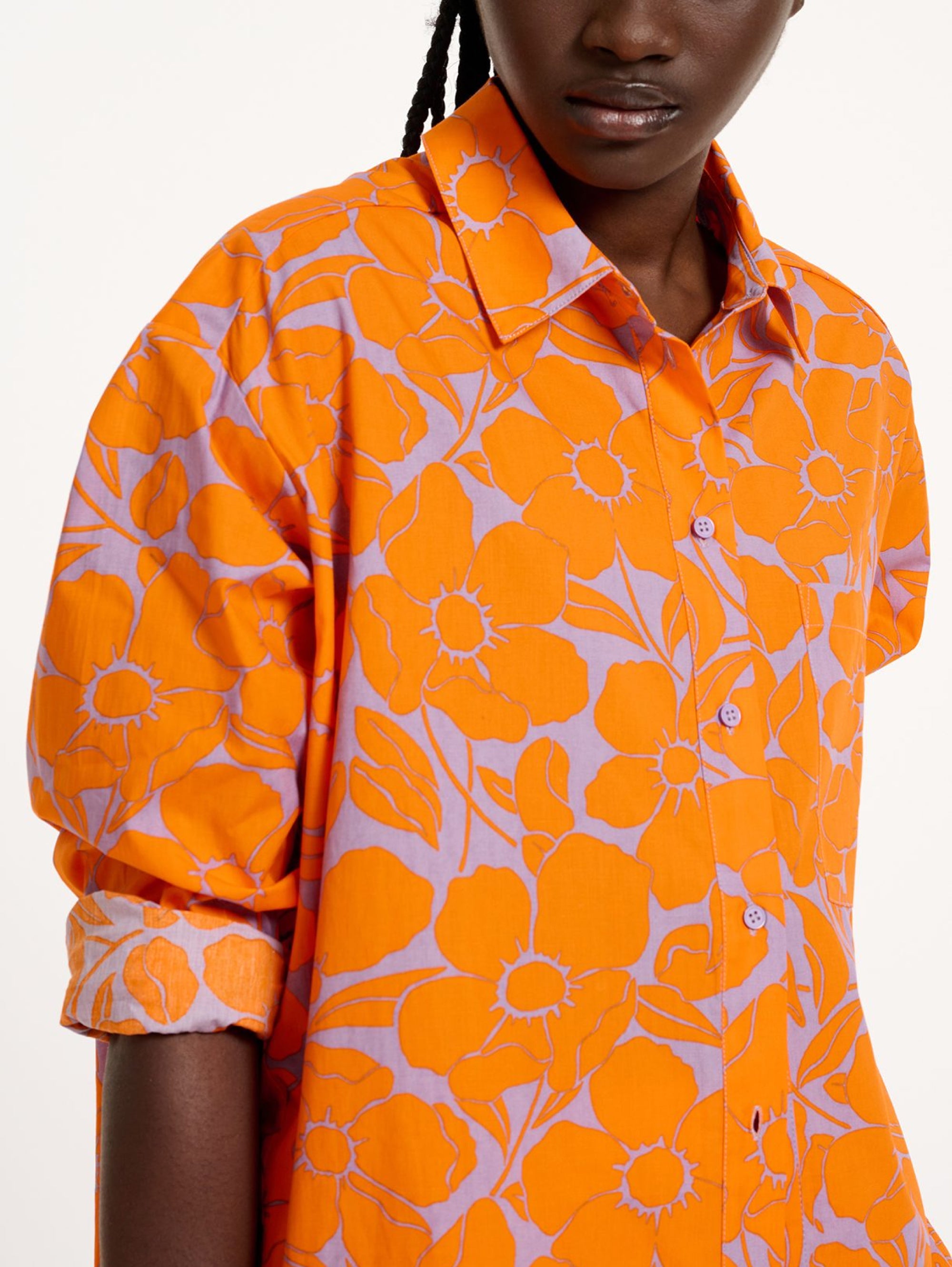 Shirt mit Blumendruck in Orange/Lila