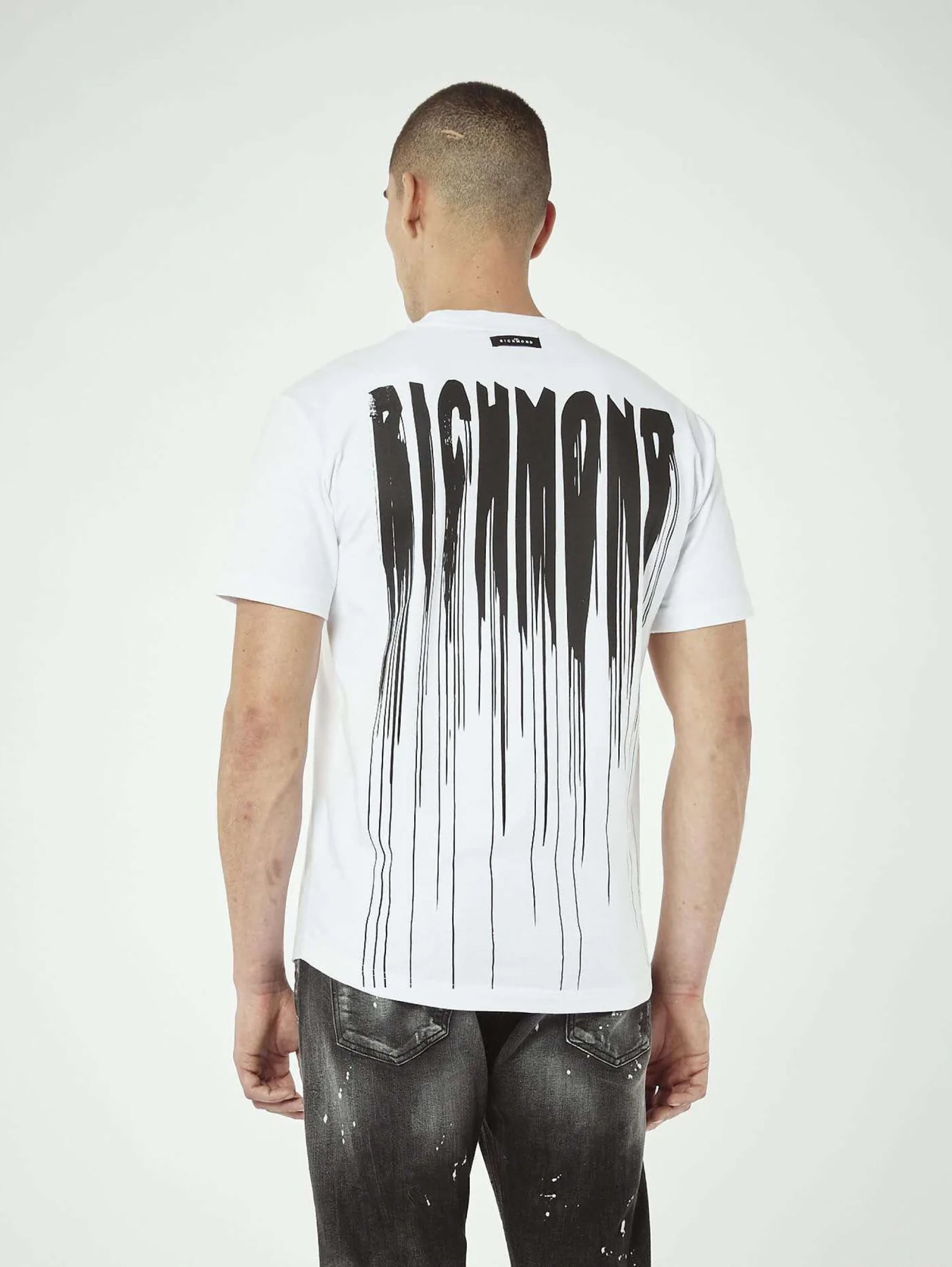 T-shirt Over con Stampa Fronte Retro Bianco
