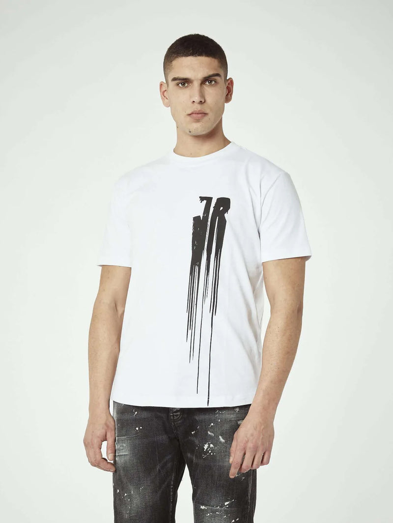 JOHN RICHMOND-T-shirt Over con Stampa Fronte Retro Bianco-TRYME Shop
