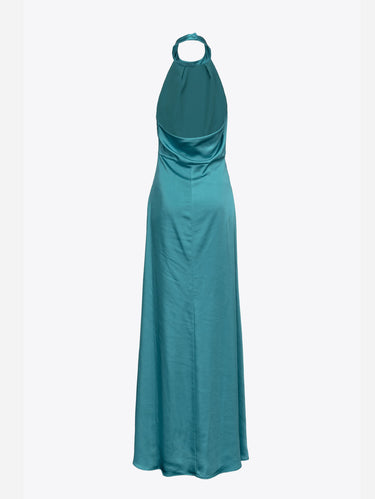 Langes amerikanisches Kleid aus Satin in Grün