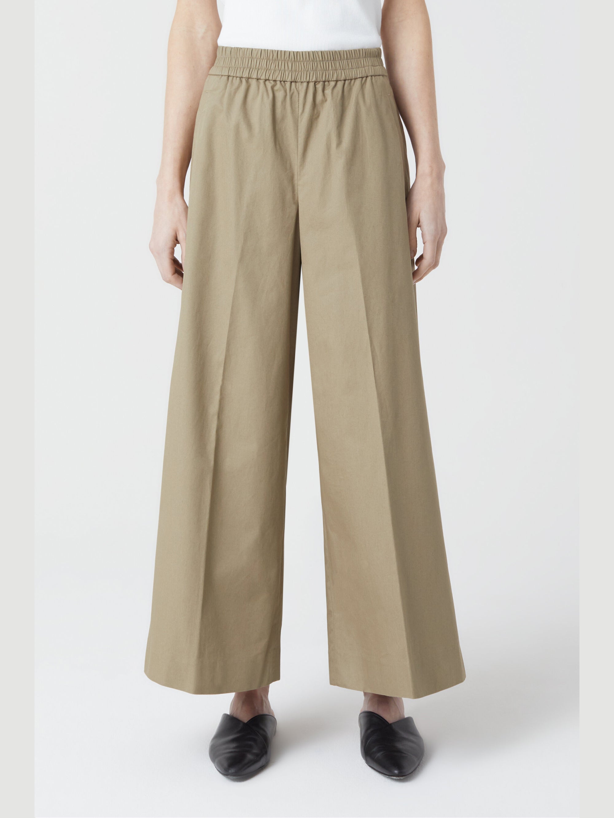 CLOSED-Pantaloni Cropped in Twill di Cotone Khaki-TRYME Shop
