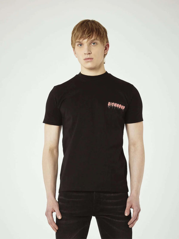 JOHN RICHMOND-T-shirt con Stampa Posteriore Nero-TRYME Shop