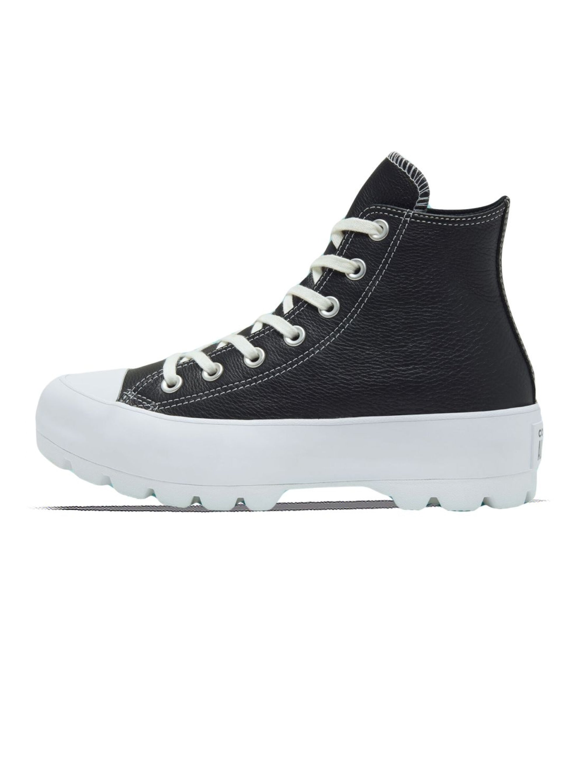 Leather Sneakers with Black Notched Sole