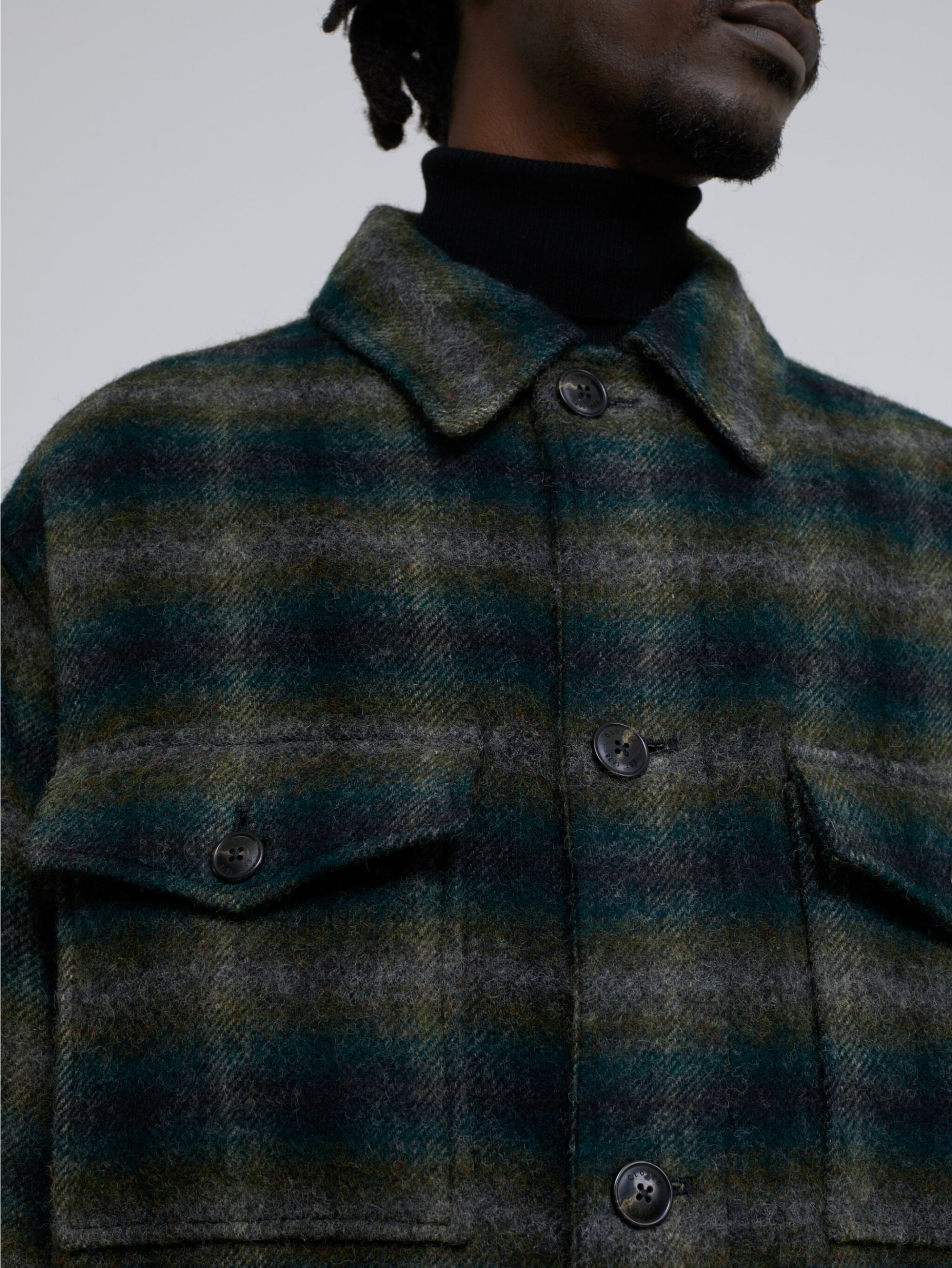 Cappotto Overshirt Check Verde