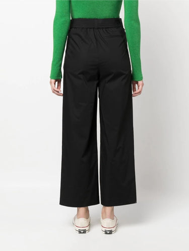 Cropped broek van popeline met ceintuur zwart