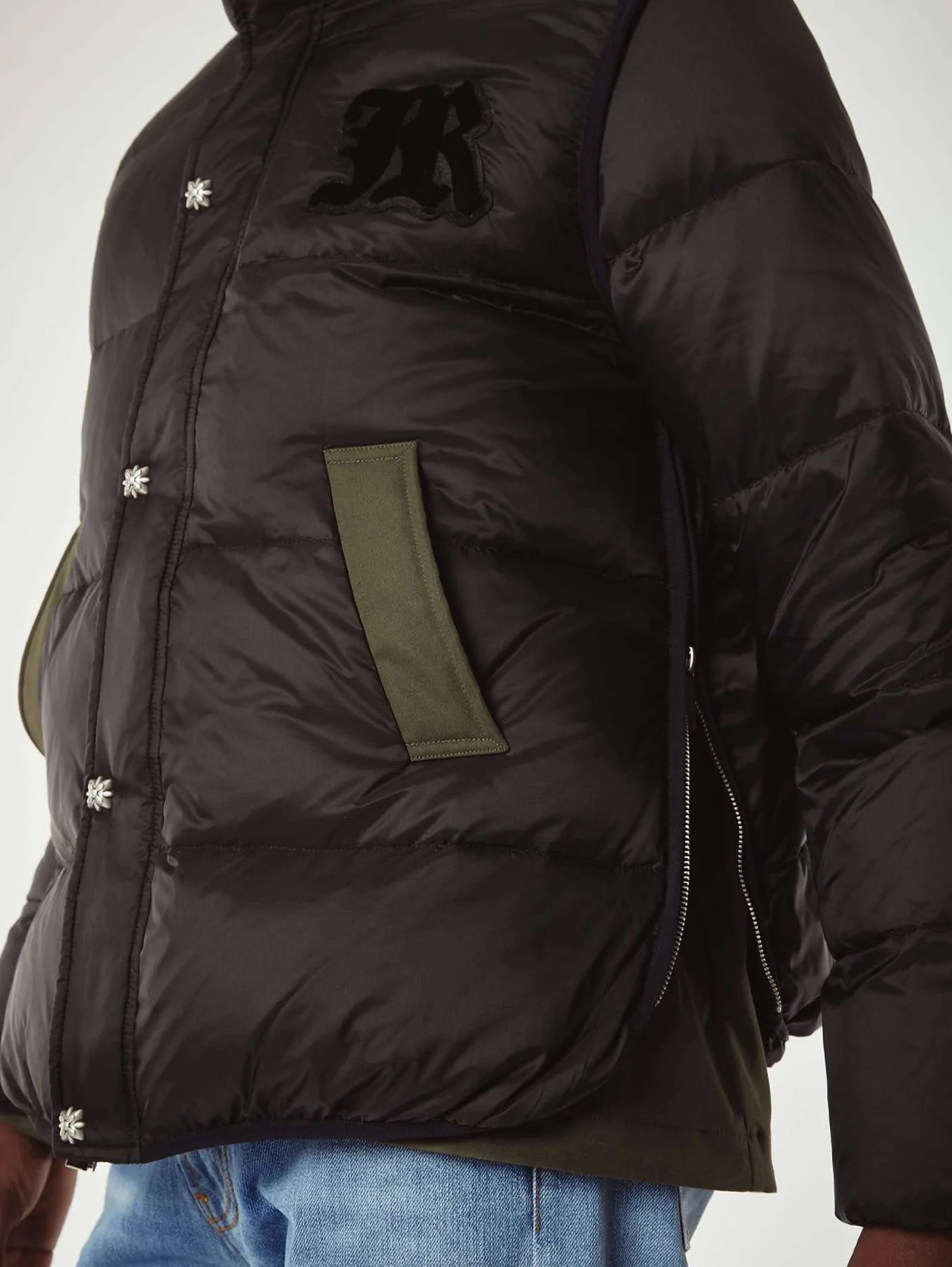 Two in One Down Jacket with Black Hood