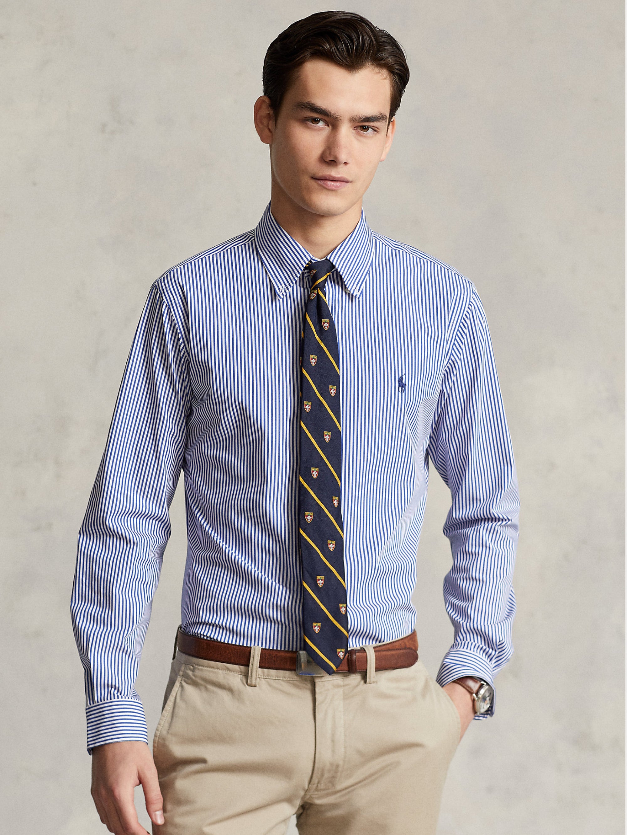 Custom Fit Blue/White Striped Shirt