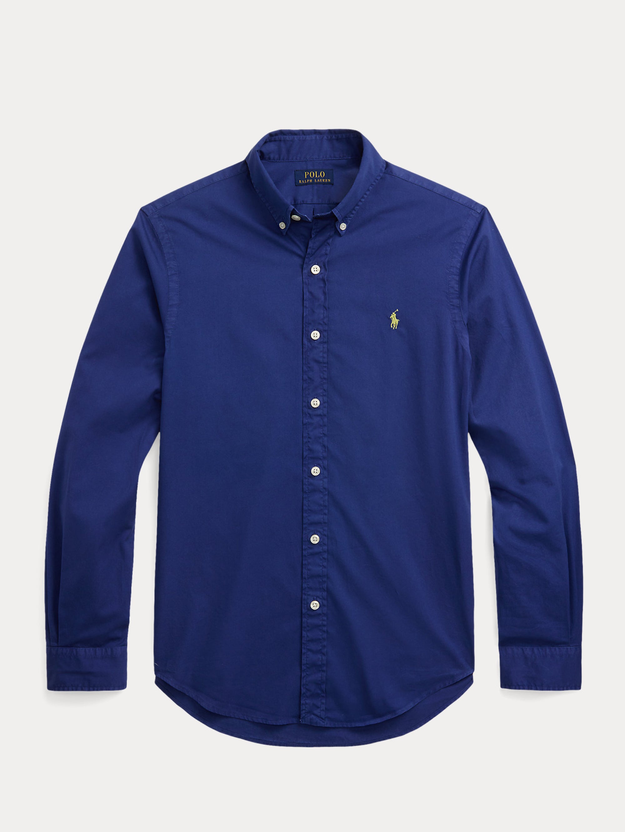 RALPH LAUREN-Camicia Slim Fit in Twill di Cotone Blu Royal-TRYME Shop