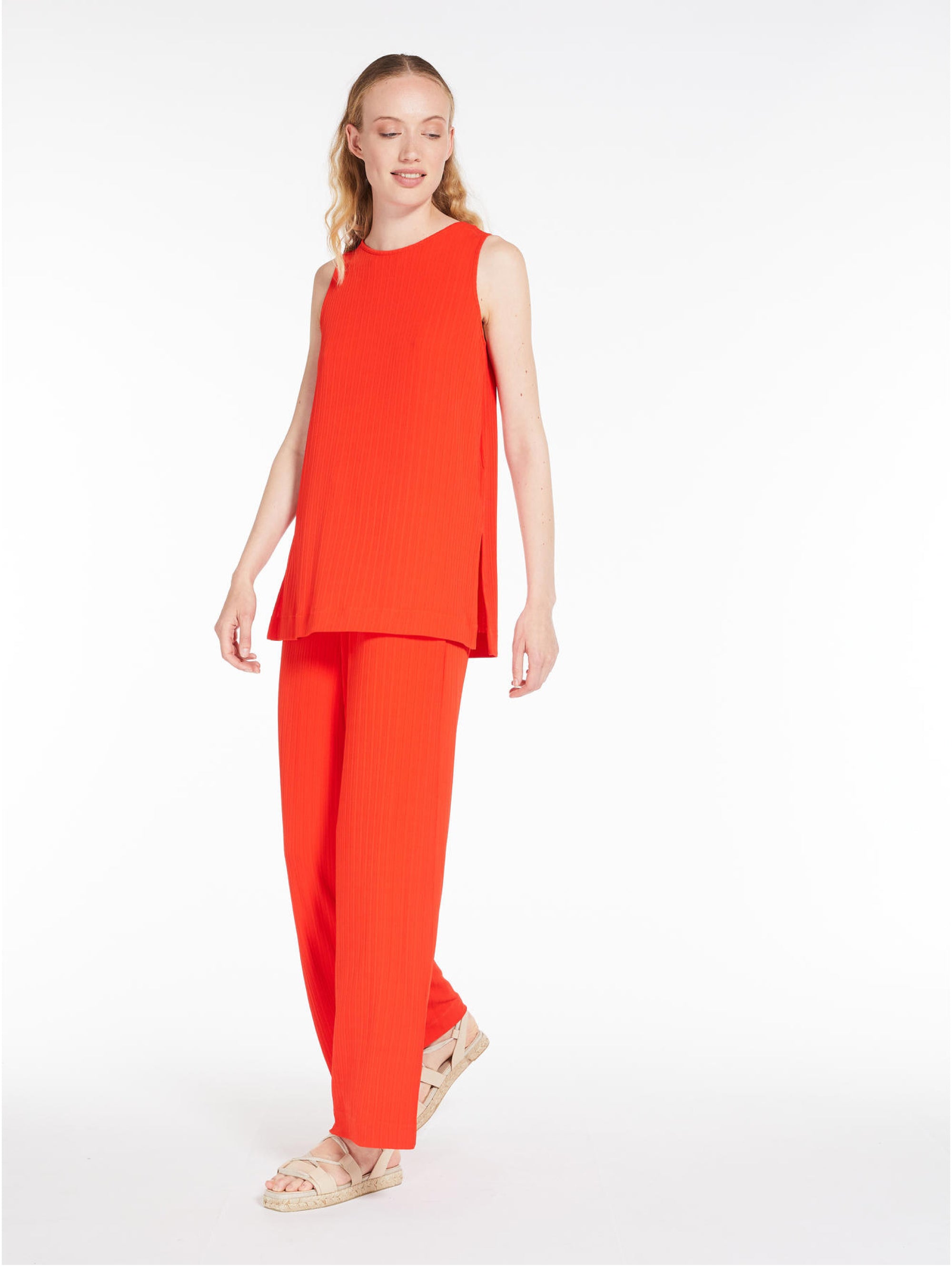 Orange Plissé Pants