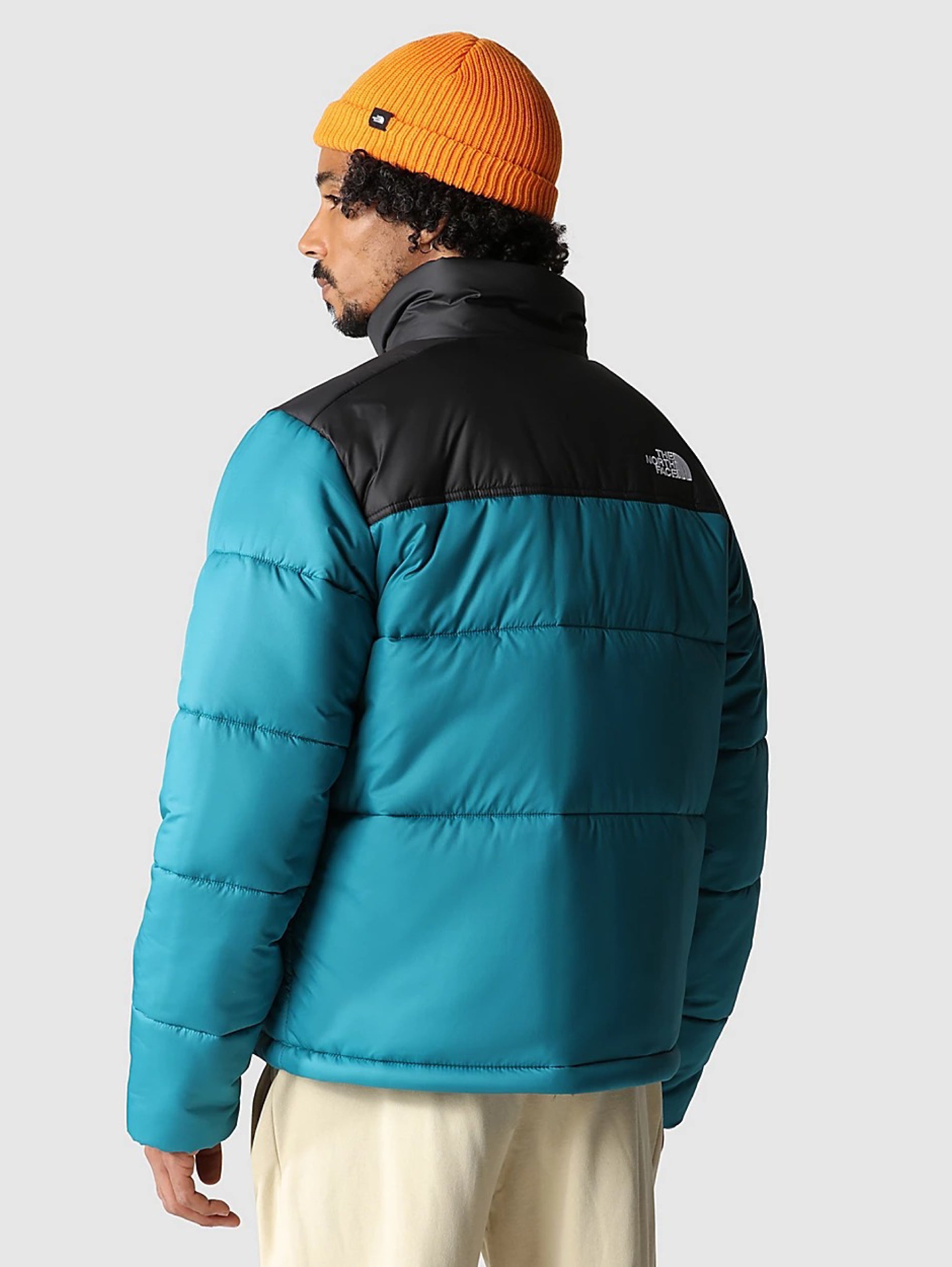 Color Block Down Jacket in Harbor Blue Recycled Fabric