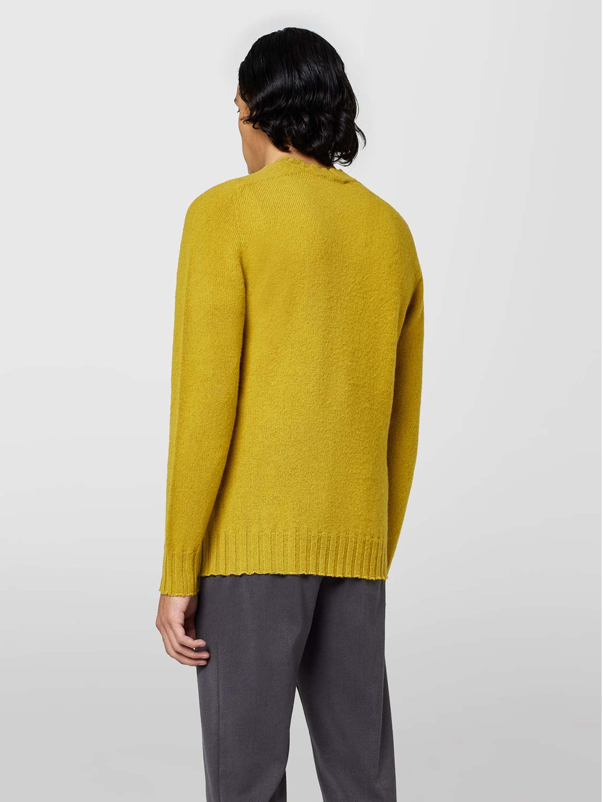 Mustard Shetland Wool Crew Neck Sweater