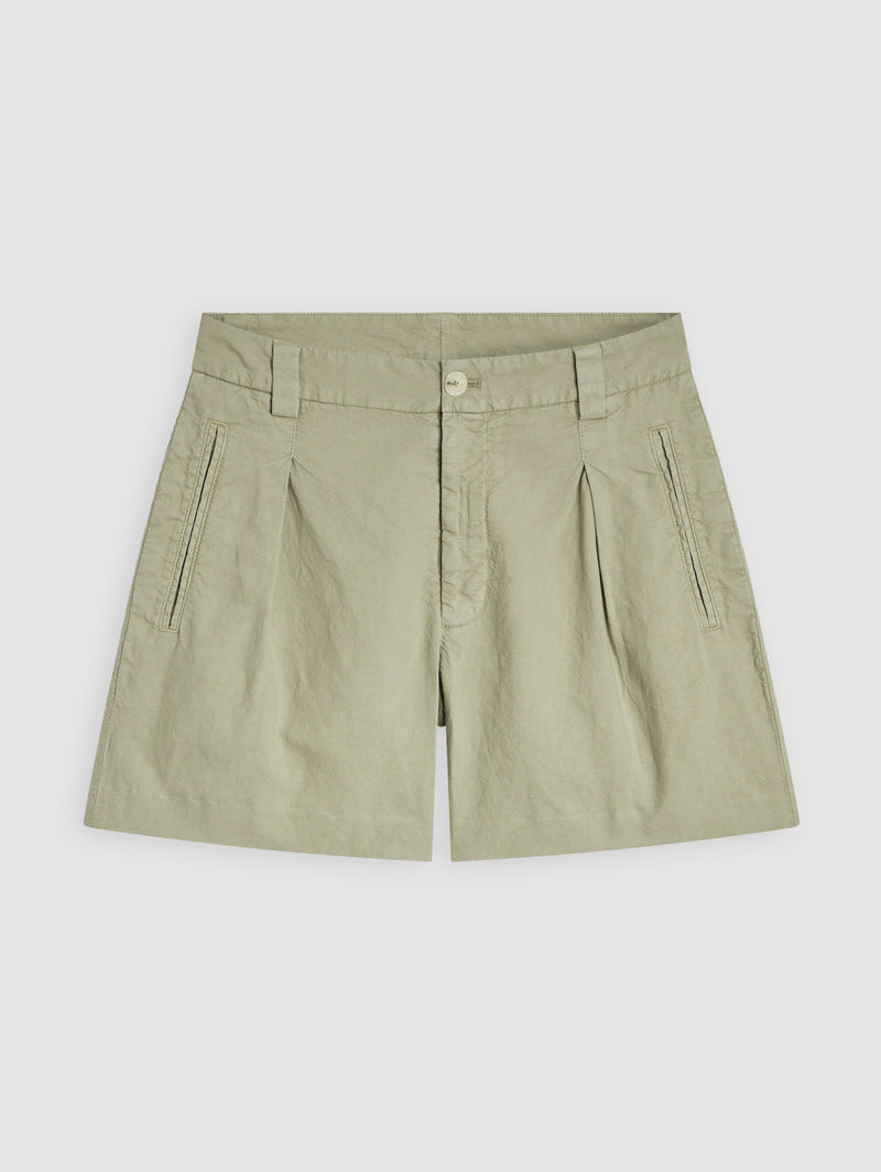 CLOSED-Shorts in Misto Lino con Pinces Verde-TRYME Shop