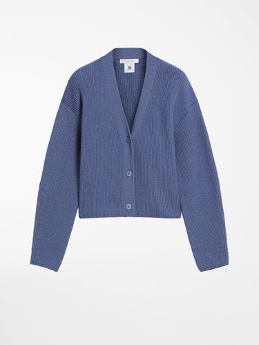 V-hals Cardigan met Ribbelpatroon Avio
