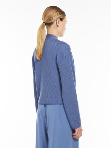 V-hals Cardigan met Ribbelpatroon Avio