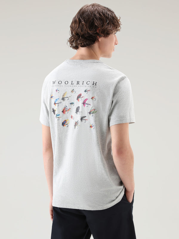 T-shirt con Stampa sul Petto e Posteriore Grigio