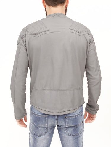 WLG by GIORGIO BRATO - Biker in pelle zip laterale ARGENTO-Jacket-Wlg by Giorgio Brato-TRYME Shop