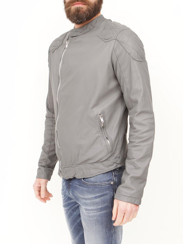 WLG by GIORGIO BRATO - Biker in pelle zip laterale ARGENTO-Jacket-Wlg by Giorgio Brato-TRYME Shop